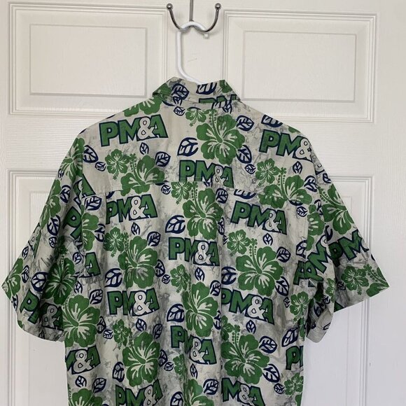 Wet Dog PM&A Men’s Large Camp Shirt Hawaiian Floral Green Blue Gray - Picture 8 of 12